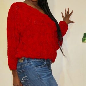 American Apparel 3-D flower mesh sweater